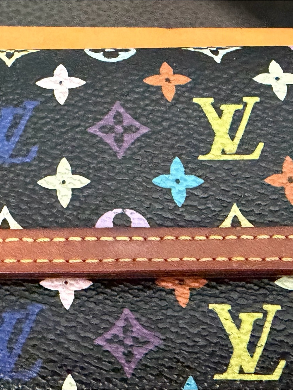 Louis Vuitton Porte Monnaie Plat Black Multicolor Monogram Canvas - Picture 6 of 7